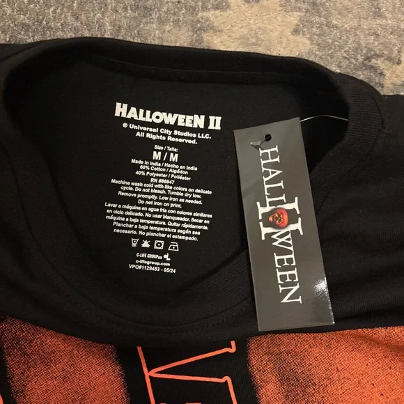 Halloween II Mike Myers Black and Orange Graphic T-Shirt - Picture 3 of 8
